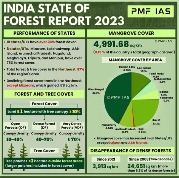 What percentage of India is forest?